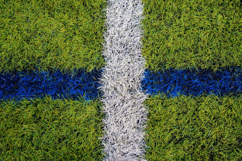 Detalle de las líneas del campo de fútbol municipal de Porzuna